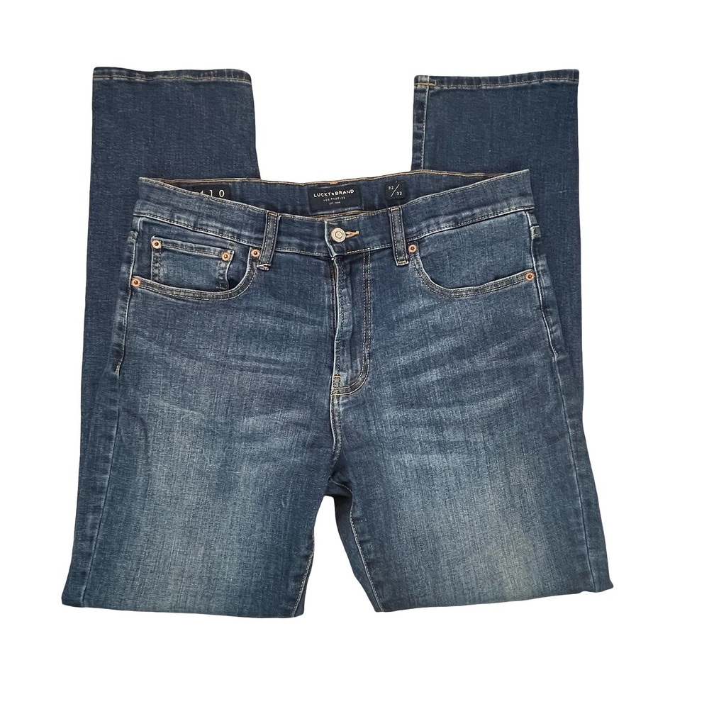 Lucky Brand Men 410 Athletic Straight Blue Medium Wash Stretch Denim Jeans 32X32